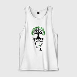 Майка мужская хлопок Девушка природа-абстракция, цвет: белый