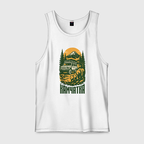 Мужская майка Камчатка туристические места России / Белый – фото 1