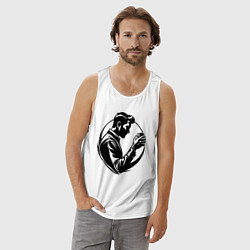 Майка мужская хлопок Бармен со стаканом, цвет: белый — фото 2