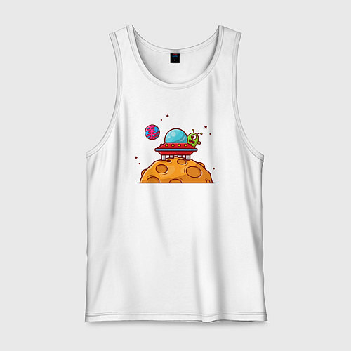 Мужская майка Инопланетянин на луне / Белый – фото 1