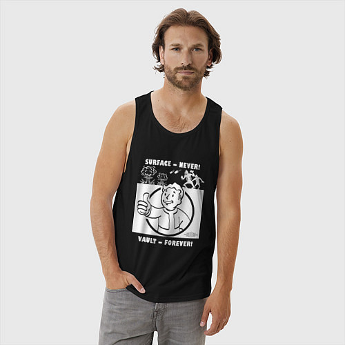 Мужская майка Поверхность никогда - убежище навсегда / Черный – фото 3