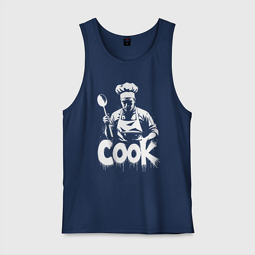Мужская майка Повар с большой ложкой / Тёмно-синий – фото 1