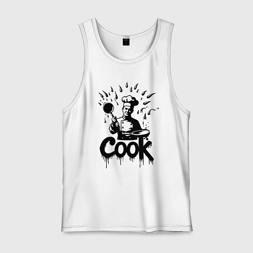 Мужская майка Повар капли и сотейник / Белый – фото 1