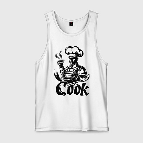 Мужская майка Повар готовит блюдо / Белый – фото 1