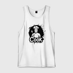 Майка мужская хлопок Шеф-повар с ложкой черной краской, цвет: белый