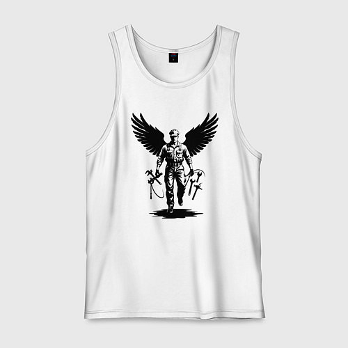 Мужская майка Крылатый мастер с инструментами / Белый – фото 1