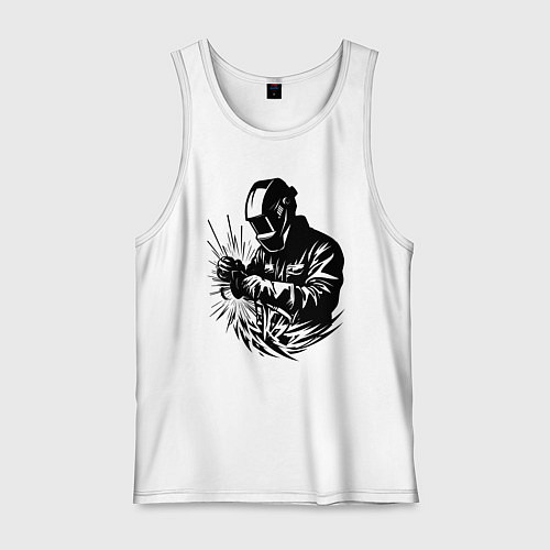 Мужская майка Сварщик варит с искрами / Белый – фото 1