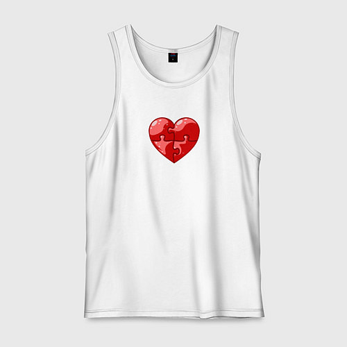 Мужская майка Красное сердце из пазлов / Белый – фото 1