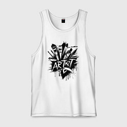 Майка мужская хлопок Художник букет из кистей, цвет: белый