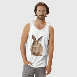 Майка мужская хлопок Бежевый кролик, цвет: белый — фото 2