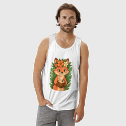 Майка мужская хлопок Тропическая лисичка, цвет: белый — фото 2
