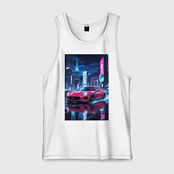 Мужская майка Вишневый спорткар по мокрой дороге