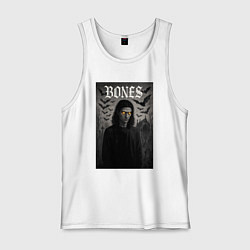 Майка мужская хлопок Bones с желтыми горящими глазами, цвет: белый
