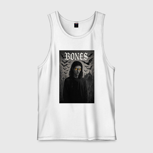 Мужская майка Bones с желтыми горящими глазами / Белый – фото 1