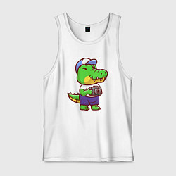 Майка мужская хлопок Крокодил с фотиком, цвет: белый