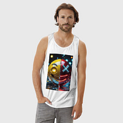 Майка мужская хлопок Смайлик твоего переменного настроения, цвет: белый — фото 2