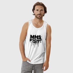 Майка мужская хлопок MMA боец черной краской, цвет: белый — фото 2