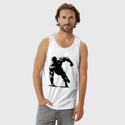 Майка мужская хлопок Отжимание на одной руке, цвет: белый — фото 2