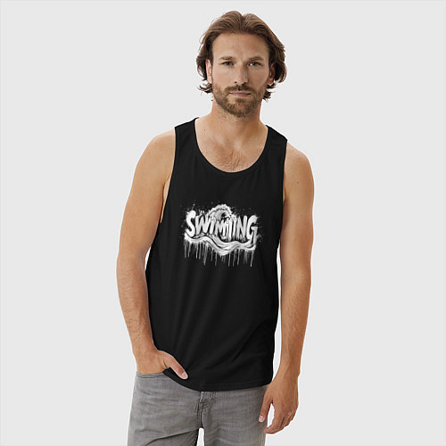 Мужская майка Плавание в стиле граффити / Черный – фото 3
