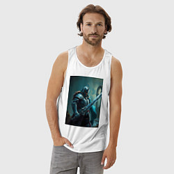 Майка мужская хлопок Рыцарь в броне в стиле Dark Souls, цвет: белый — фото 2