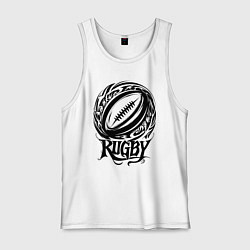 Майка мужская хлопок Регби орнамент, цвет: белый