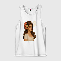 Майка мужская хлопок Lana Del Rey с цветами в волосах, цвет: белый