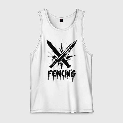 Мужская майка Фехтование скрещённые мечи в стиле граффити / Белый – фото 1