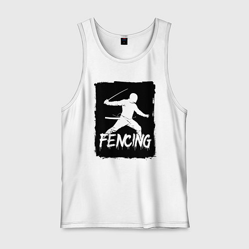 Мужская майка Фехтование в черном штрихе / Белый – фото 1