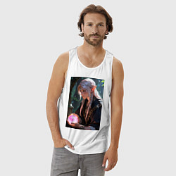 Майка мужская хлопок Серьёзная эльфийка с магической сферой, цвет: белый — фото 2