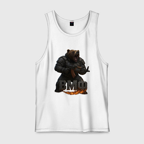 Мужская майка ВМФ стреляющий медведь / Белый – фото 1