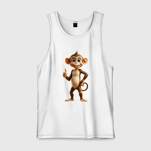 Мужская майка Милая обезьяна, показывающая жест / Белый – фото 1