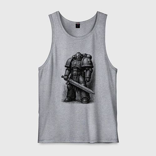 Мужская майка Космический десантник с мечом / Меланж – фото 1