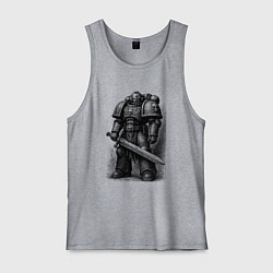 Майка мужская хлопок Космический десантник с мечом, цвет: меланж