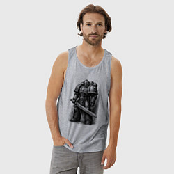 Майка мужская хлопок Космический десантник с мечом, цвет: меланж — фото 2