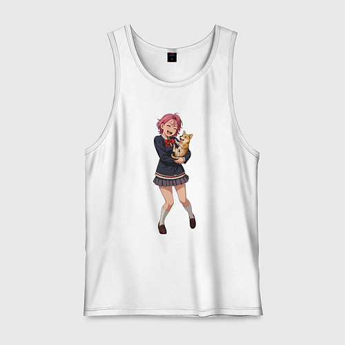 Мужская майка Дандадан Сиратори Айра с собачкой / Белый – фото 1