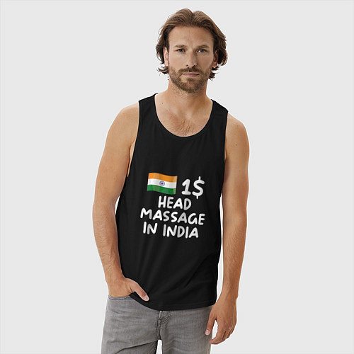 Мужская майка Флаг Индии: head massage in india / Черный – фото 3