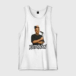 Майка мужская хлопок XXXTentacion довольный у микрофона, цвет: белый