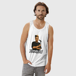 Майка мужская хлопок XXXTentacion довольный у микрофона, цвет: белый — фото 2