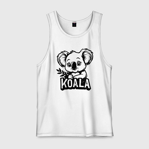 Мужская майка Коала с листьями / Белый – фото 1