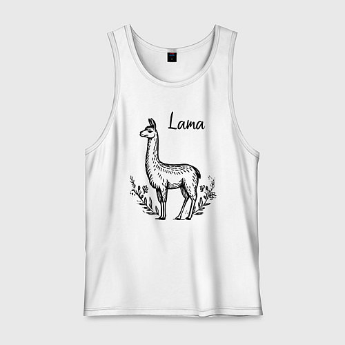 Мужская майка Лама среди цветов / Белый – фото 1