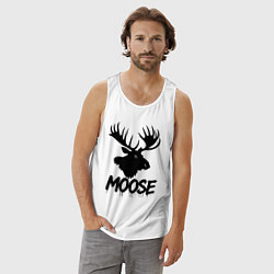 Майка мужская хлопок Черный лось с рогами, цвет: белый — фото 2