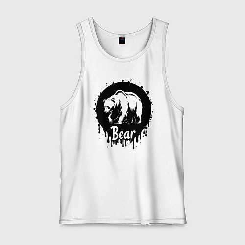 Мужская майка Черный медведь в круге / Белый – фото 1