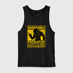 Майка мужская хлопок Знак - высокая активность хищников, цвет: черный