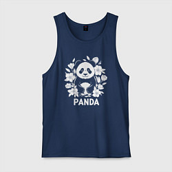 Майка мужская хлопок Панда в цветах, цвет: тёмно-синий