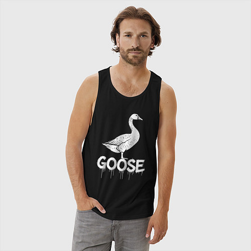 Мужская майка Гусь белой краской / Черный – фото 3