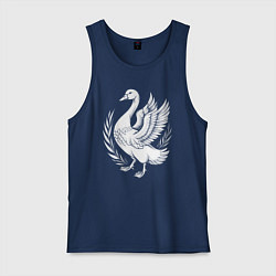 Майка мужская хлопок Детализированный гусь, цвет: тёмно-синий