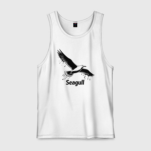 Мужская майка Чайка черной краской / Белый – фото 1
