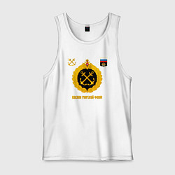 Майка мужская хлопок ВМФ знаки отличия, цвет: белый