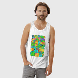 Майка мужская хлопок Яркие тропические рыбки, цвет: белый — фото 2