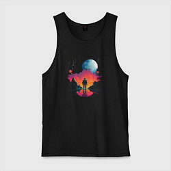 Майка мужская хлопок Walk in space, цвет: черный